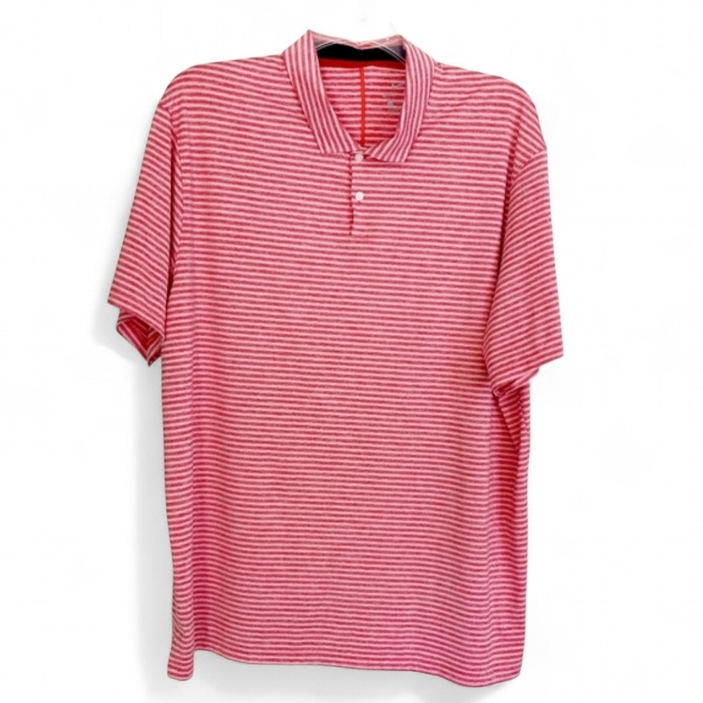 Nike dri-fit striped polo style golf shirt pink/white size XXL